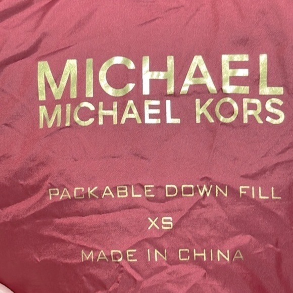 Michael Kors Packable Quilted Down Puffer Jacket Red XS Hooded Lightweight Coat - Picture 10 of 17